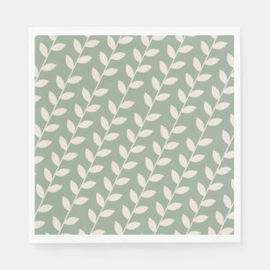 Custom Sage Green 70s Retro Leaf Pattern  Napkin