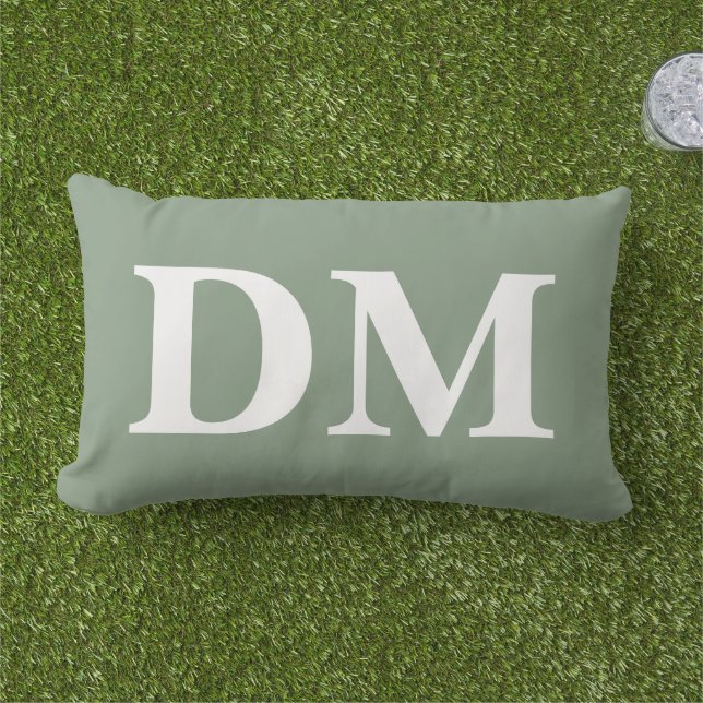 Custom sage green background natural style lumbar pillow (Grass)
