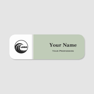 Custom Sage Green Business Create Your Own Logo Name Tag