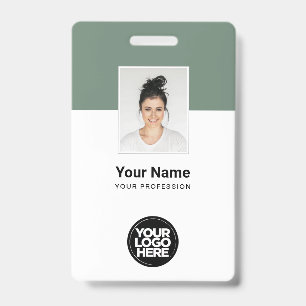 Custom Sage Green Corporate Employee Name Tags Badge