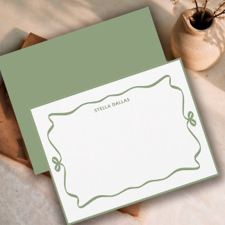 Custom Sage Green Doodle Frame Minimal Personal Card