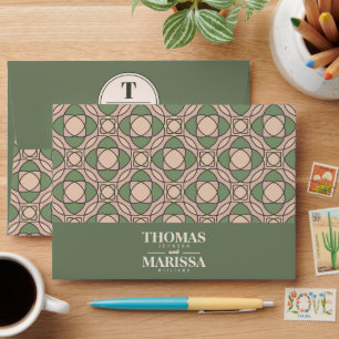 Custom Sage Green Geometric Wedding Invitation Envelope