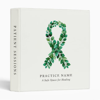 Custom Sage Green Mental Health Practice Botanical Binder