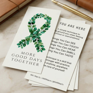 Custom Sage Green Mental Health Ribbon Grounding Rack Card