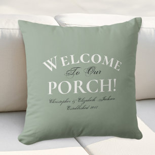 Custom Sage Green Porch   Elegant Modern Template Outdoor Pillow