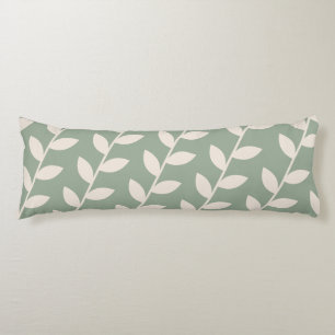 Custom Sage Green Retro Leaf Pattern Body Pillow