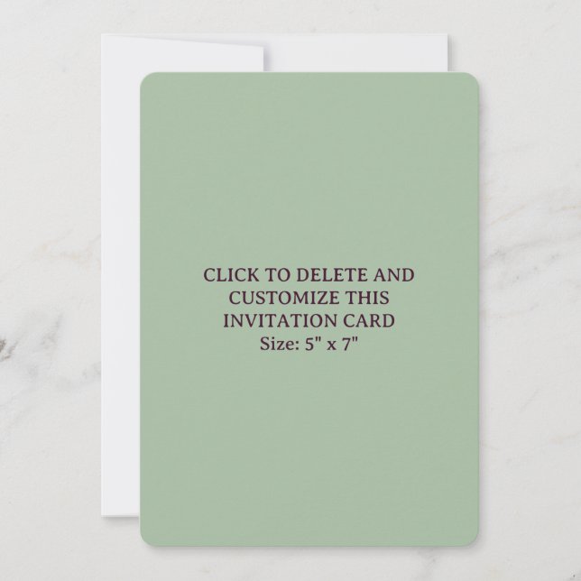 Custom Sage Green Rounded 5" x 7" Flat Invitation (Front)