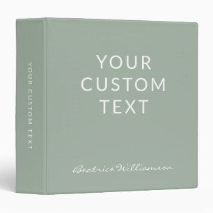 Custom Sage Green Simple Minimalist Script Name Binder