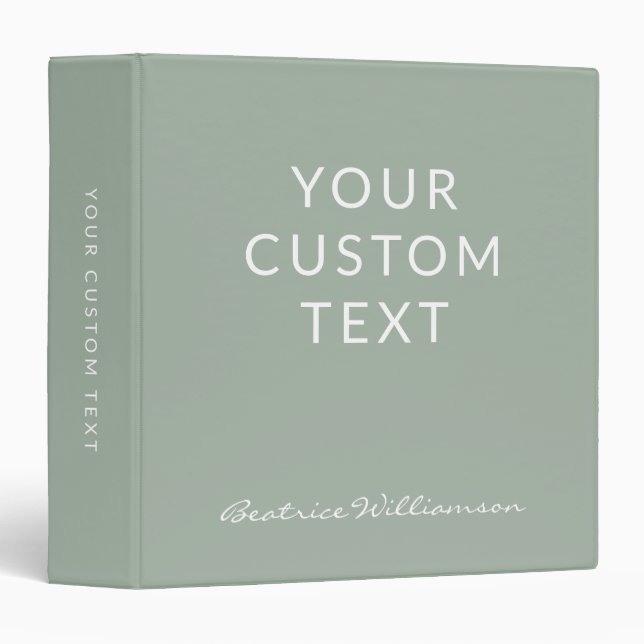 Custom Sage Green Simple Minimalist Script Name Binder (Front/Spine)