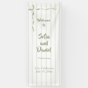 Custom Sage Green Wedding Welcome Sign, Linen Banner