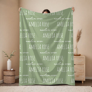 Custom Sage Name Blanket Gift for Newborn Baby