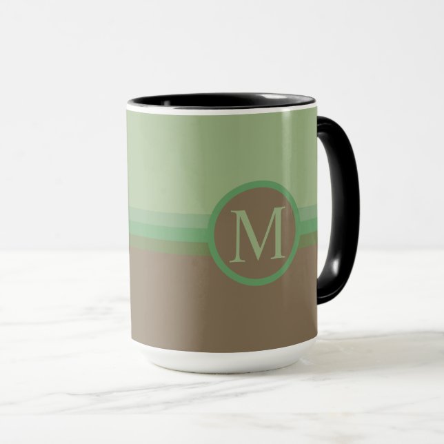 Custom Sage Olive Green Grey Brown Colour Block Mug (Front Right)