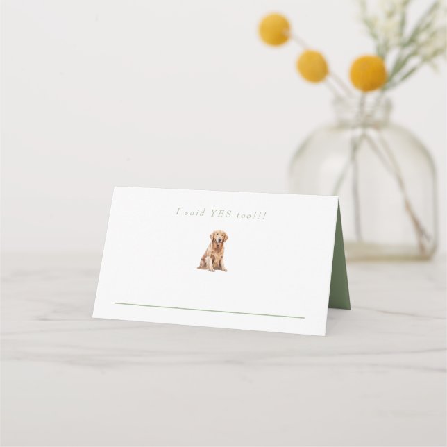 Custom Sage Pet Wedding Place Card (Front)