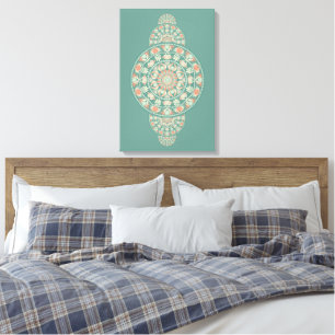 Custom Sage & Sand Retro Ornamental Mandala Canvas Print