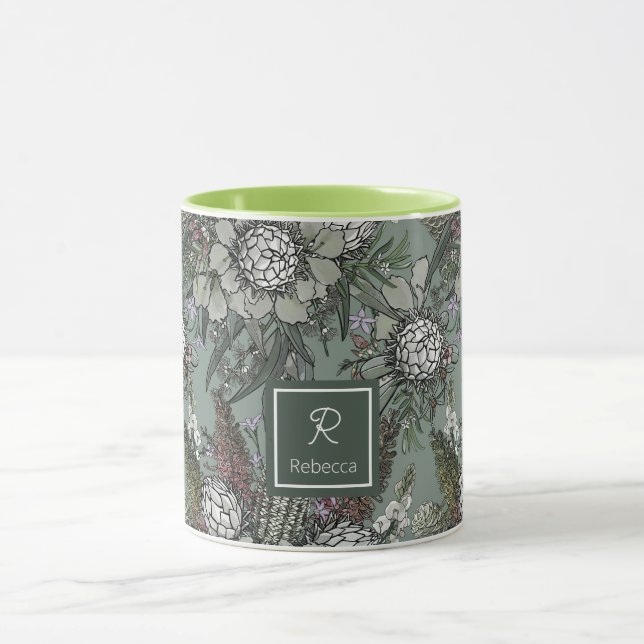 Custom Sage Wild Bush Flower Bouquet Mug (Center)