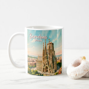 Custom Sagrada Familia Barcelona Travel Watercolor Coffee Mug