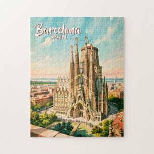 Custom Sagrada Familia Barcelona Travel Watercolor Jigsaw Puzzle