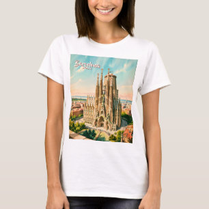 Custom Sagrada Familia Barcelona Travel Watercolor T-Shirt
