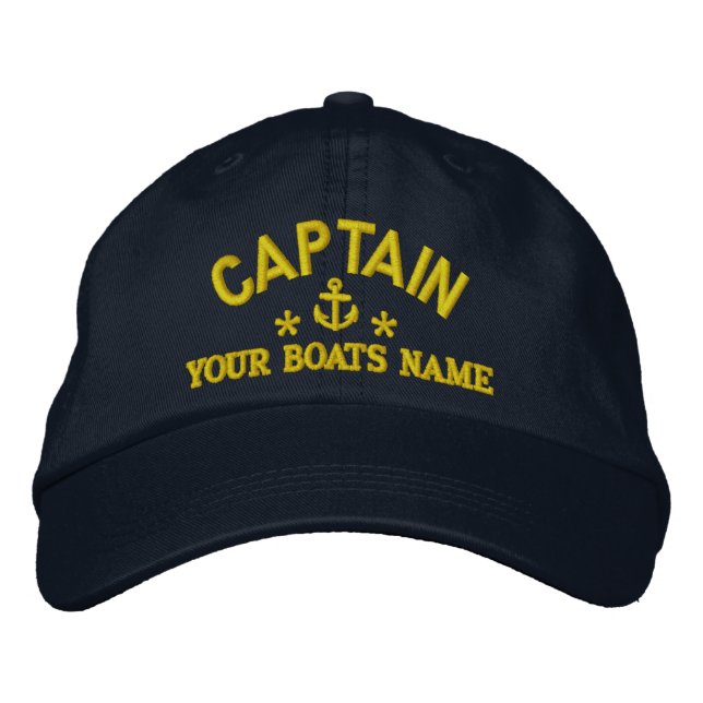 Custom sailing boat captains embroidered hat (Front)