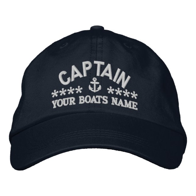 Custom sailing boat captains embroidered hat (Front)
