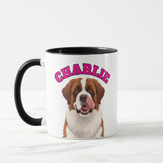 Custom Saint Bernard Big Dog Tongue Out Mug