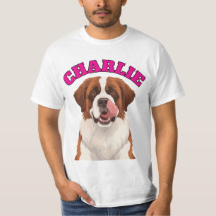 Custom Saint Bernard Big Dog Tongue Out T-Shirt
