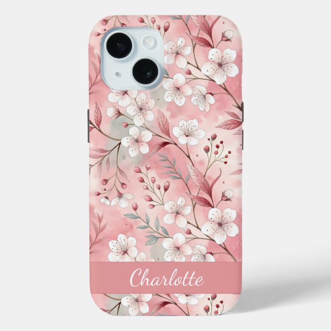Custom Sakura Flower Pattern Pink  Case-Mate iPhone Case (Back)