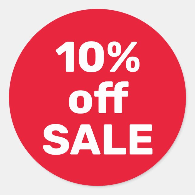 Custom SALE STICKER 10% OFF RED WHITE  (Front)