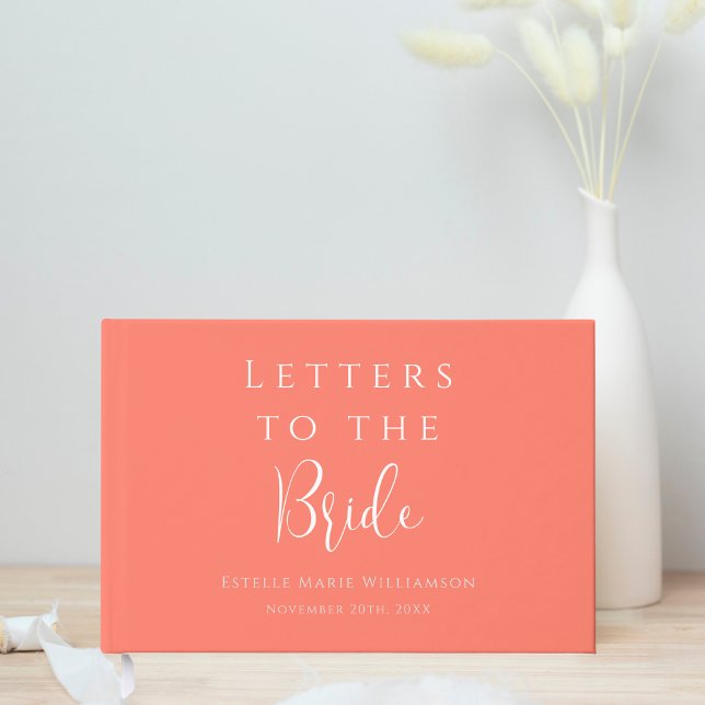 Custom Salmon Coral Pink Letters to the Bride Guest Book (Creator Uploaded)