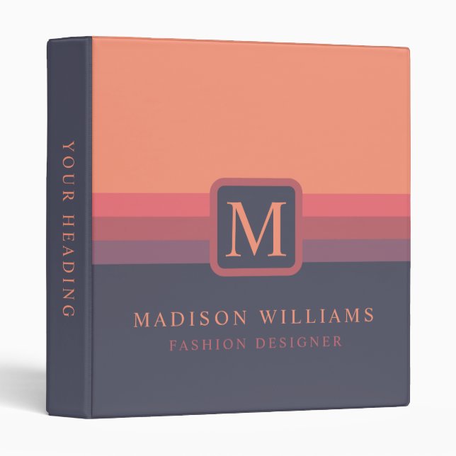 Custom Salmon Pink Peach Purple Colour Block Binder (Front/Spine)