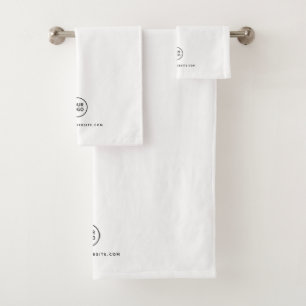Custom Salon Company Logo White Bath Towel Set