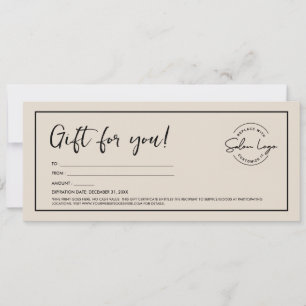 Custom Salon Gift Certificate Minimalist Voucher Invitation