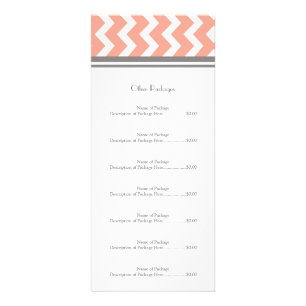 Custom Salon Rack Cards Coral Grey Chevron