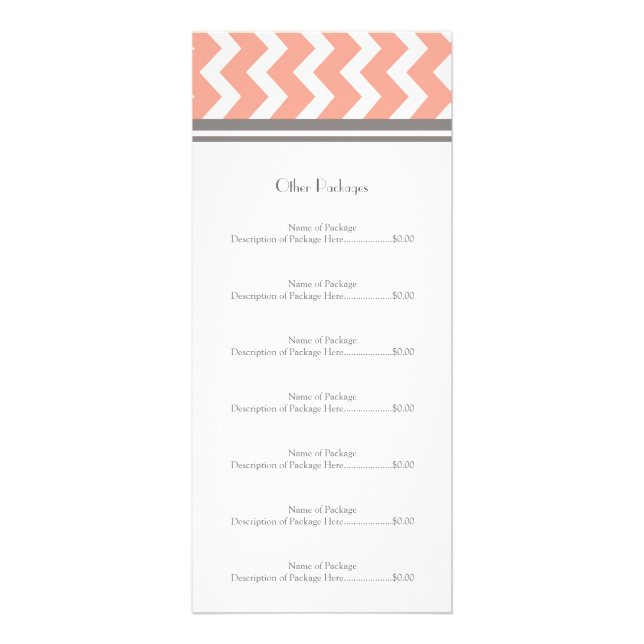 Custom Salon Rack Cards Coral Grey Chevron (Back)