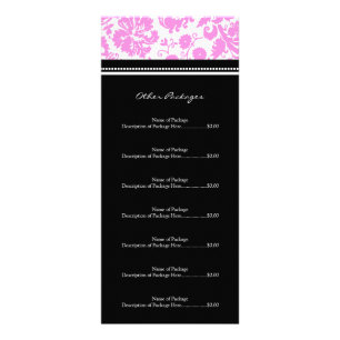 Custom Salon Rack Cards Pink Black Damask