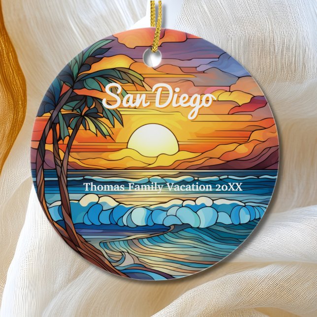 Custom San Diego Faux Stained Glass Ceramic Ornament (Creator Uploaded)
