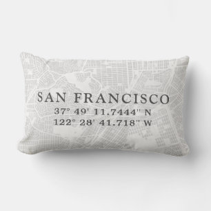 Custom San Francisco Map   Light Grey Lumbar Pillow