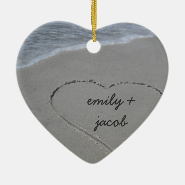 Custom Sand Heart Our First Christmas Ornament (Front)