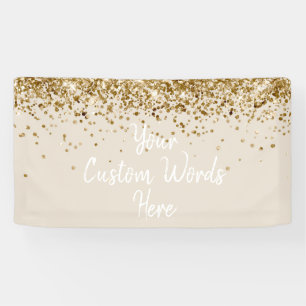 Custom Sand White Gold Birthday Party Photo Booth Banner