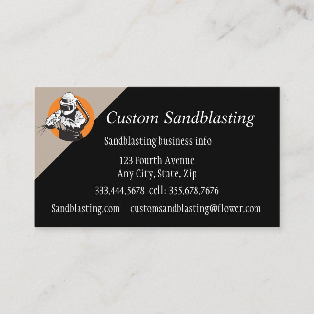 Custom Sandblasting Business  Business Card (Front)