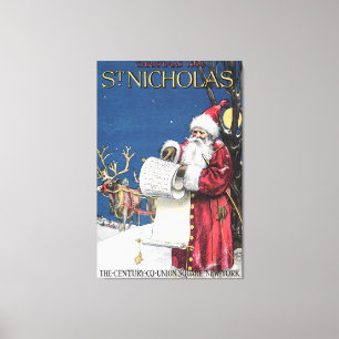 CUSTOM SANTA CANVAS WRAP 1914 ST NICHOLAS COVERART PRINT