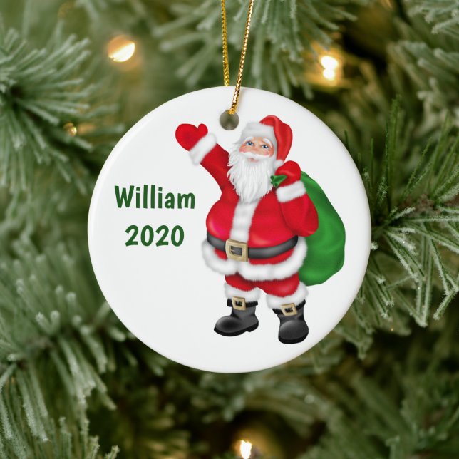 Custom Santa Christmas Ceramic Ornament (Tree)