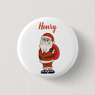 Custom Santa Claus Christmas Flip Flops 1 Inch Round Button