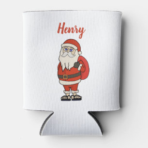Custom Santa Claus Christmas Flip Flops Can Cooler