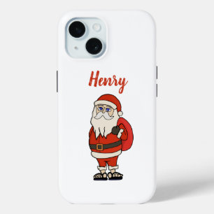 Custom Santa Claus Christmas Flip Flops iPhone 15 Case