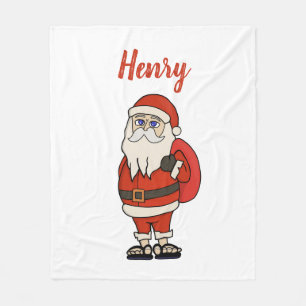 Custom Santa Claus Christmas Flip Flops Fleece Blanket