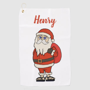 Custom Santa Claus Christmas Flip Flops Golf Towel
