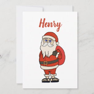 Custom Santa Claus Christmas Flip Flops Holiday Card