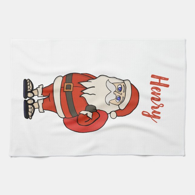Custom Santa Claus Christmas Flip Flops Kitchen Towel (Horizontal)