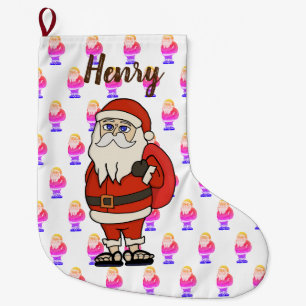 Custom Santa Claus Christmas Flip Flops Large Christmas Stocking